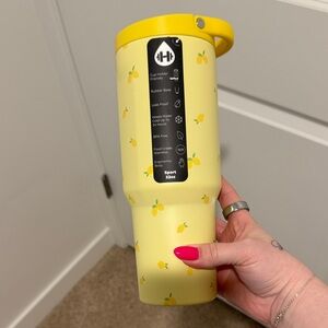 HydroJug Yellow Lemon Pattern Travel Tumbler